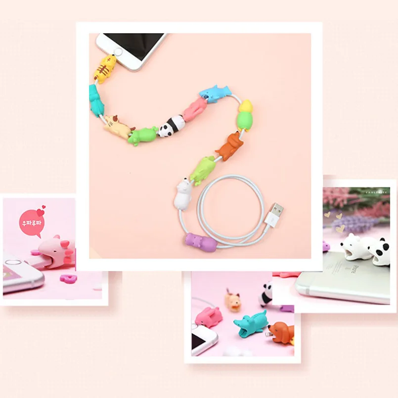 

Cute Cable Bite Cat Dog Animal Cable Bite Protectors Gags Practical Jokes for IPhone Winder Phone Accessory Organizer Prank Toy