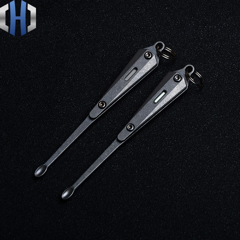 Tritium Tube Self-illuminating Ear Spoon Artifact EDC Titanium Alloy Portable Key Ring Ear Spoon Ear Picking Tool afbeelding