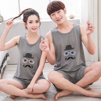 

2019 Women's Beard Pattern High Quality Comfortable Fashionable Stylish Cartoon Short-sleeved Pajama Set 1157