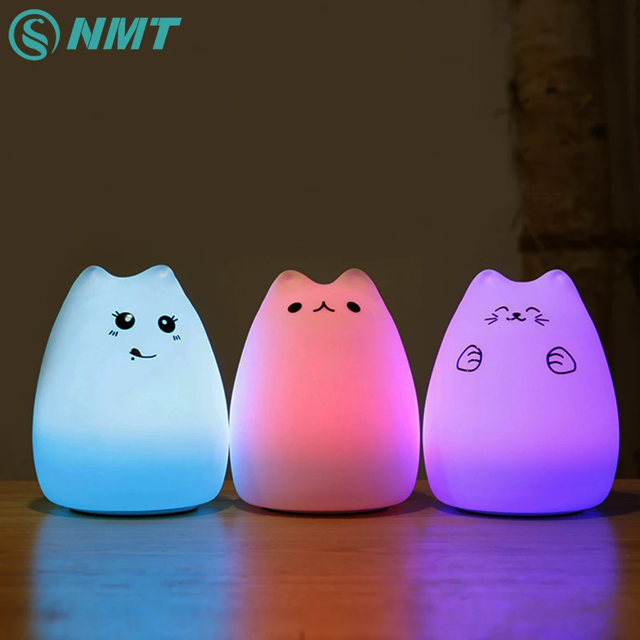 Силиконовый животных светодиодный ночной Светильник детей сенсорный Сенсор RGB