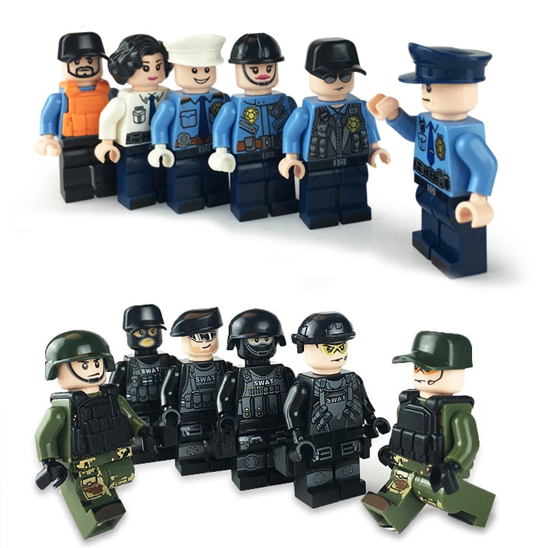 12pcs/lot Military Figures Special Police Compatible Legoings Military Mini WW2 Building Blocks Compatible LegoINGYS Bricks Toys
