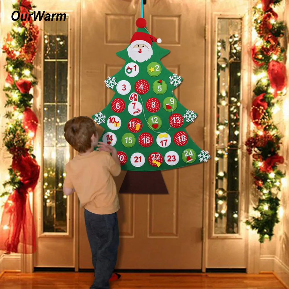 OurWarm Christmas Tree Advent Calendar Decor Door Wall Hanging Felt Advent Calendars Xmas 2019 OurWarm Christmas Tree Advent Calendar Decor Door Wall Hanging Felt Advent Calendars Xmas 2019