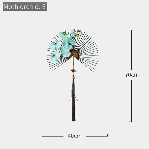 Металлические настенные украшения цветок гостиная настенный орнамент китайский современный креативный Диван ТВ фон 3d висящий роскошный настенный Декор - Цвет: Moth orchid E40