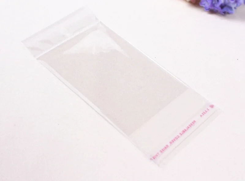 100pcs 7x14cm Clear Self Adhesive Seal Plastic Bags Transparent Resealable OPP Packing Poly Bags Pick Beads Hanging Holes