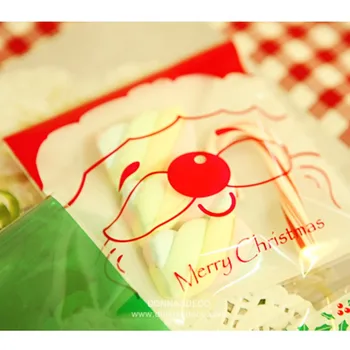 

500pcs Santa Claus Style OPP Merry Christmas Gift Candy Plastic bag Cookie and Pastry Baking Bag Jewelry Packaging Bags BZ196