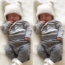 Г. Рождественский топ в полоску с длинными рукавами и круглым воротником для маленьких мальчиков и девочек, футболка и штаны, комплект одежды из 2 предметов