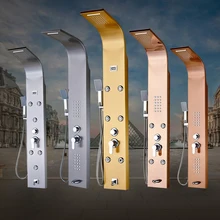 Luxury Single Handle Shower Panel with Massage Jet Wall Mounted Rain Waterfall Shower Column Mixer Faucet