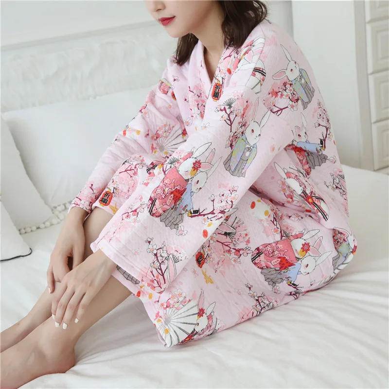 Pink kimono bathrobe woman (2)