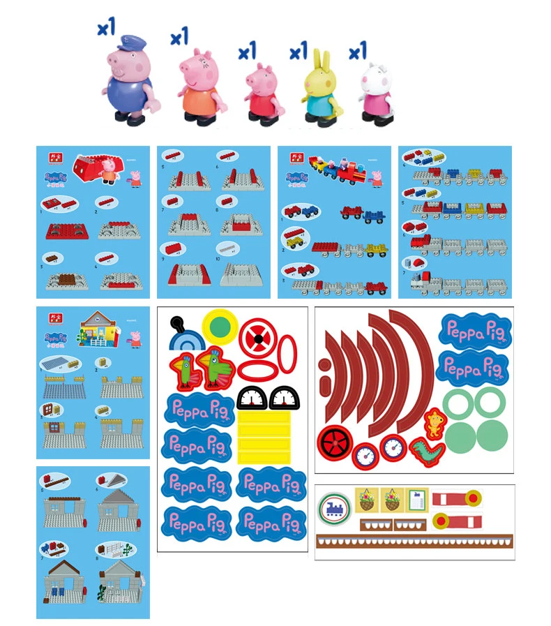 Подлинная Свинка Пеппа Джордж большой размер развивающие строительные блоки игрушка Пеппа друзья взять поезд, чтобы играть кирпичная игрушка подарок для ребенка 6239