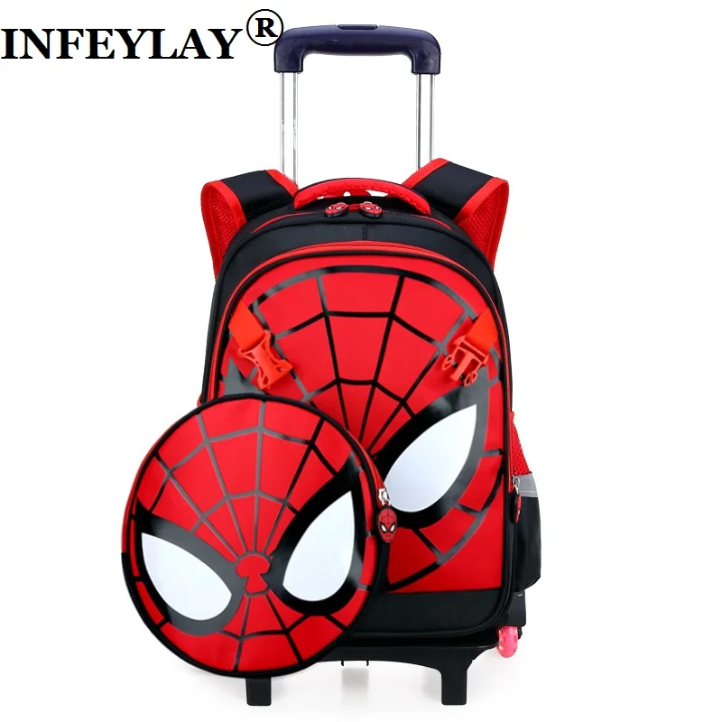 

Climb the stairs travel luggage child school bag students rolling suitcase Children Spiderman backpack boy cartoon Shoulder Bags