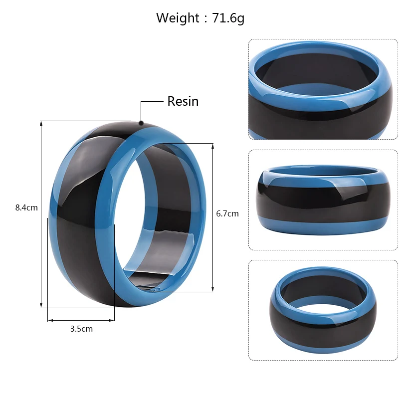 Trendy Fashion Resin Cuff Bracelets Bangles for Women Black Stripe Acrylic Wide Bracelet Female Simple Charm Party Gifts Jewelry (5)