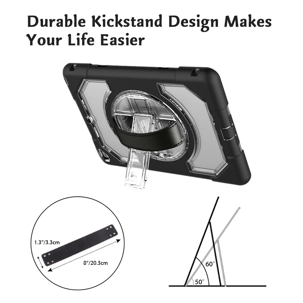 Miesherk Case for New iPad 2018 / 2017 with Hand Strap Neck Strap, Shockproof Drop Protection Cover with Rotating Handle Stand Miesherk Case for New iPad 2018 / 2017 with Hand Strap Neck Strap, Shockproof Drop Protection Cover with Rotating Handle Stand