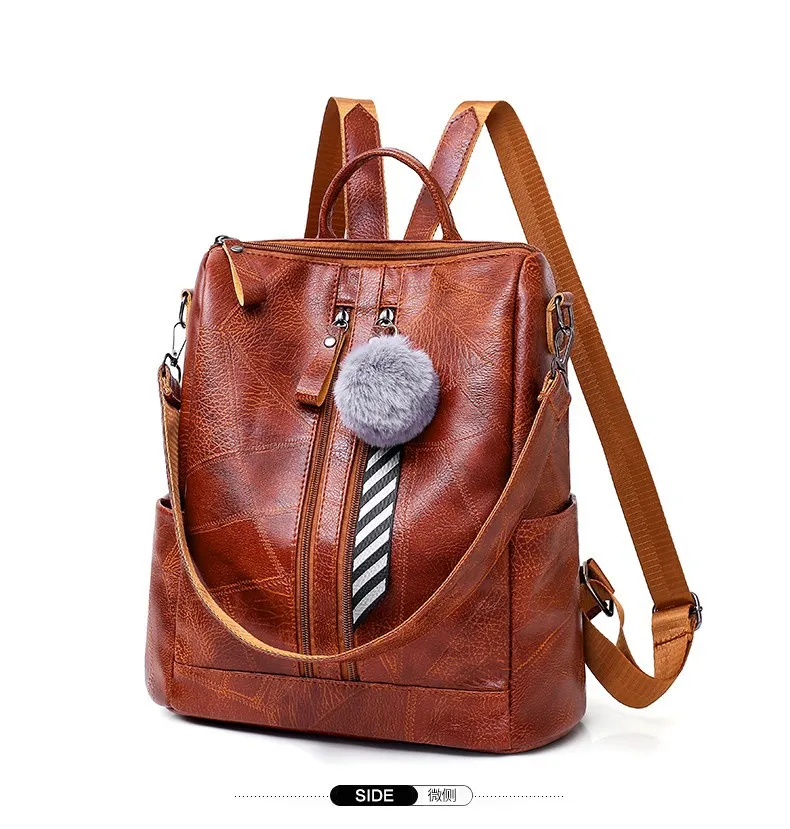 vintage backpack female brand leather women's back (2)