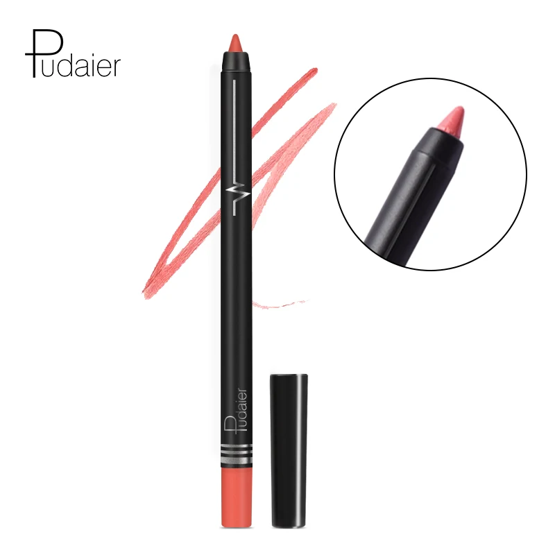 Pudaier макияж губ matte lip liner pencil waterpoof долговечный пикантные красные открытые помада ручка контур губ комплект серый, черный цвет PD013