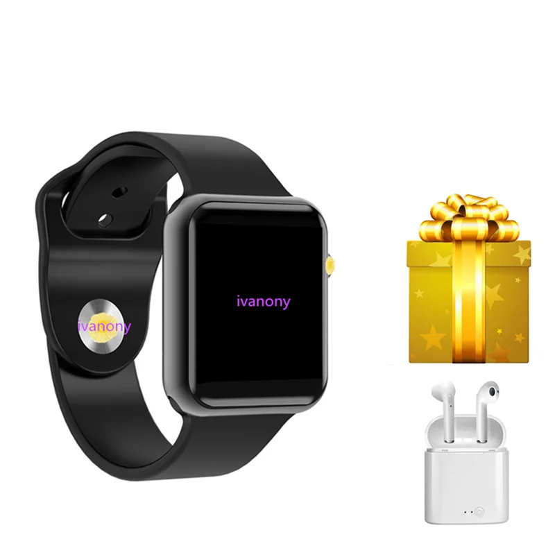 

Smart watch men relogio smart watch mujer with Heart rate Pedometor smartwatch 1:1 case for ios apple iPhone with red button iwo