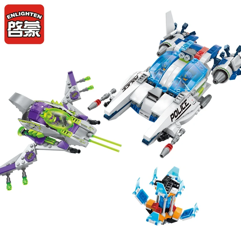 

ENLIGHTEN 1616 Children Blocks Toys Space Adventure Series 517Pcs Assembled Model Space Police Building Blocks Toys for Children