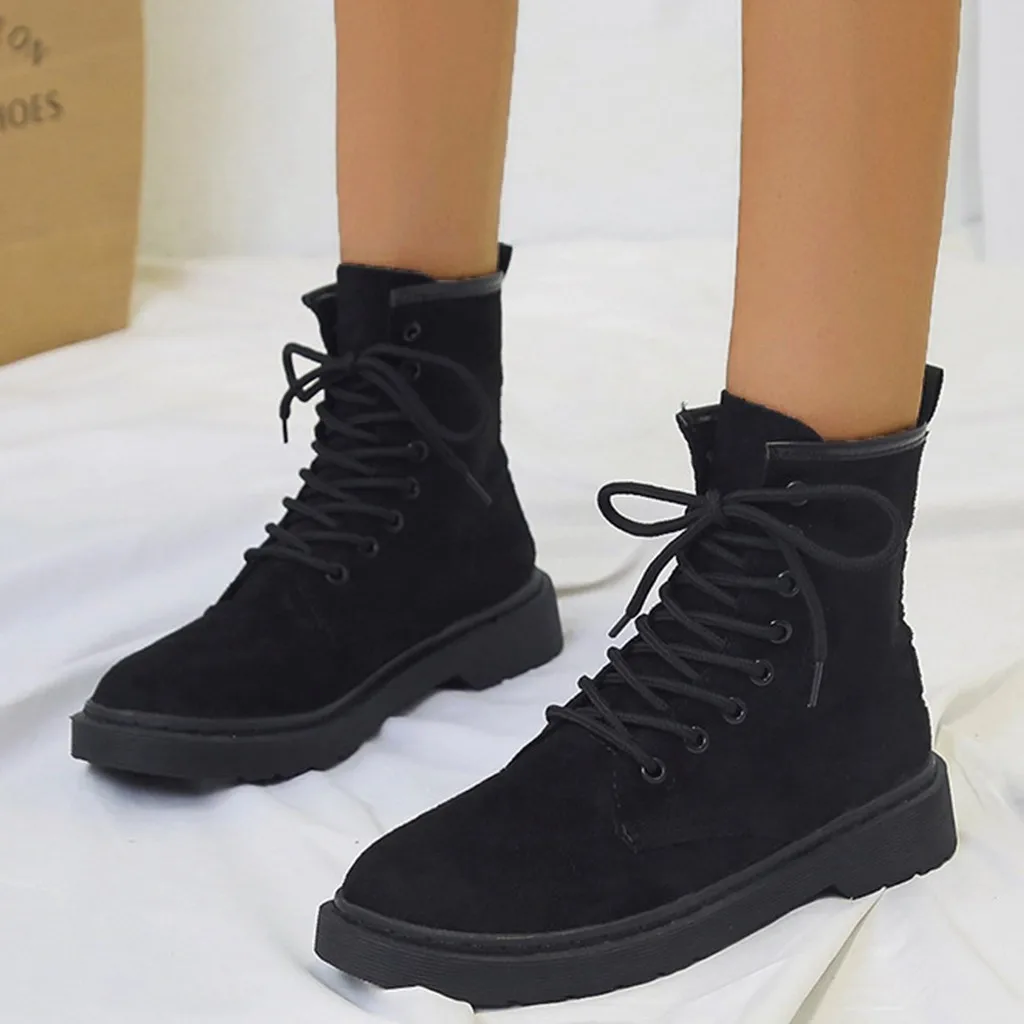 

MUQGEW Flock snow boots women waterproof laces classics Marten Sewing Boot Winter Soft woman shoes Ankle boots chaussures femme
