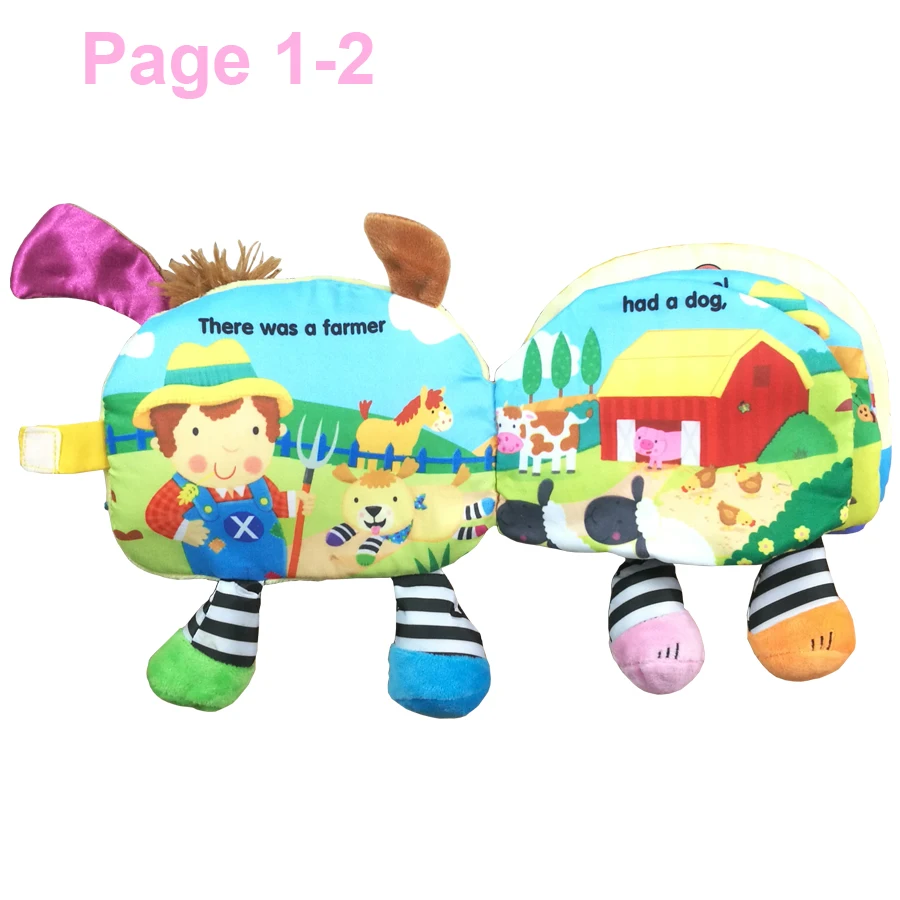 Baby Cartoon Dog Deer Rattles Plush Cloth Book Children Durable Learning Cloth Book Animal Clothes Book Early Education Toy DS19