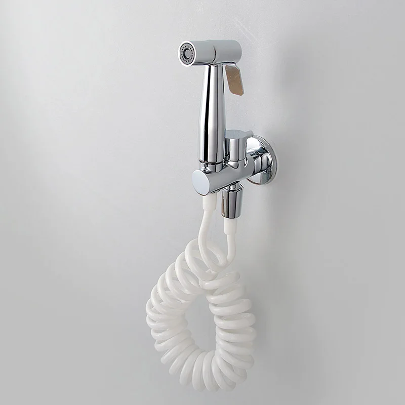 Black & Chrome Toilet Bidet Sprayer Kit. Metal Wall Mounted Handheld Bidet Faucet Set 3 Meters Shower Hose