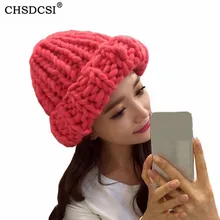 Вязаные шапки ручной работы широкие вязаные Skullies женские зимние шапки Теплые линии Кабельные шапки вязаные крючком женские s Skullies карамельного цвета