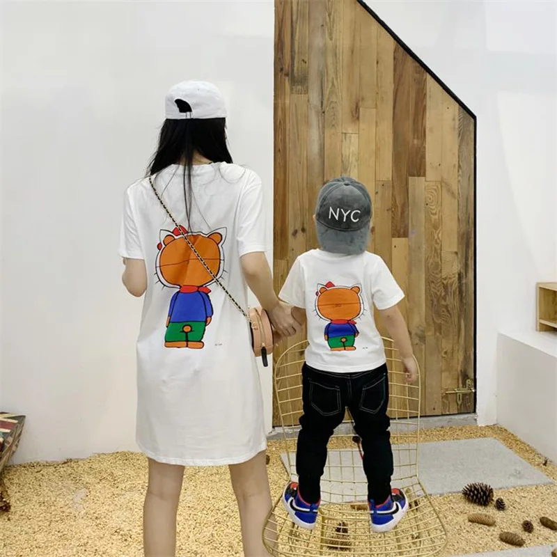 New Family Matching Clothes Gifts Letter Printed Father Kids T-shirts Mother Dress Adult Summer Short Sleeve Tops Cotton Shirt 