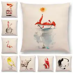 Забавный мультфильм Rogue Животные диван наволочки белка кролик Мышь Фламинго лиса Собака Сова Птица Том и Джерри Чехлы для подушек