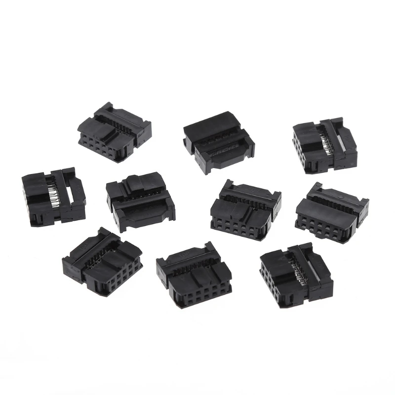 

10 Pcs FC-10P 2x5Pin Dual Row Pitch 2.54mm IDC Socket Connector Female Header L15