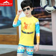 Г. прямые продажи, Новое поступление, Sbart, детский летний купальник для мальчиков с разрезом, защита от солнца на пляже, Быстросохнущий комплект из двух предметов, топ+ шорты