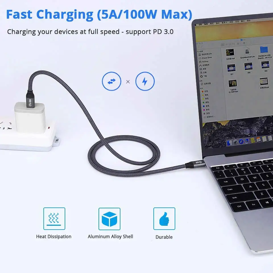 Электрический кабель usb type-C-usb type-C для samsung Galaxy S9 Plus, huawei, поддержка PD3.0, 100 Вт, 5A, зарядный кабель для устройств type-C