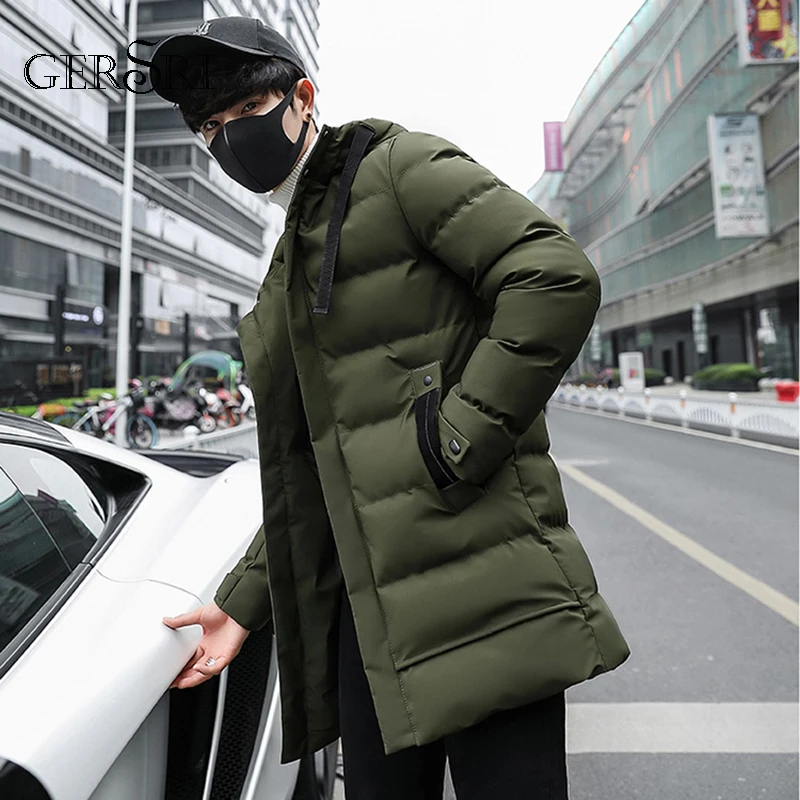 

Gersri Casual Long Jacket Hooded Parkas Mens Hoodies Windbreaker Men Autumn Winter Thick Warm Coat Outwear Clothing