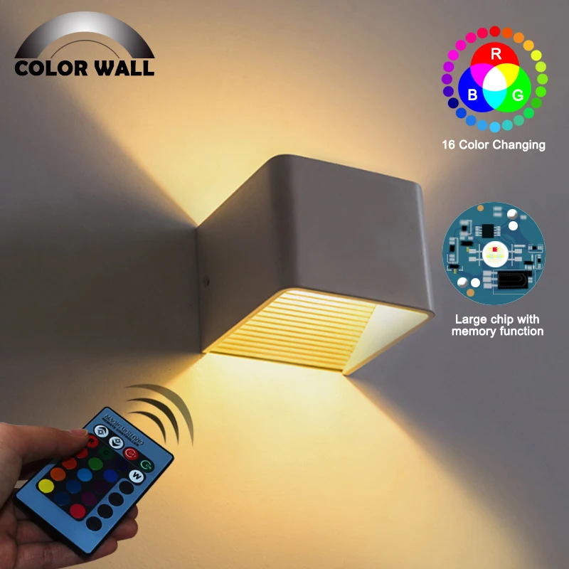 

Indoor 3W RGB LED Ceramic Paint Wall Sconce AC85-265V Cube Wall Lamp Night Light for Hotel Foyer TV Loft Decoration Fixture Lamp