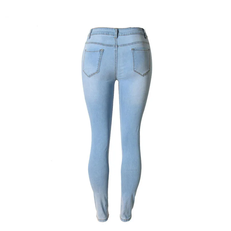 Сексуальные стильные индивидуальные рваные джинсы тонкие модные длинные Стрейчевые джинсы с высокой талией сексуальные рваные узкие женские джинсы