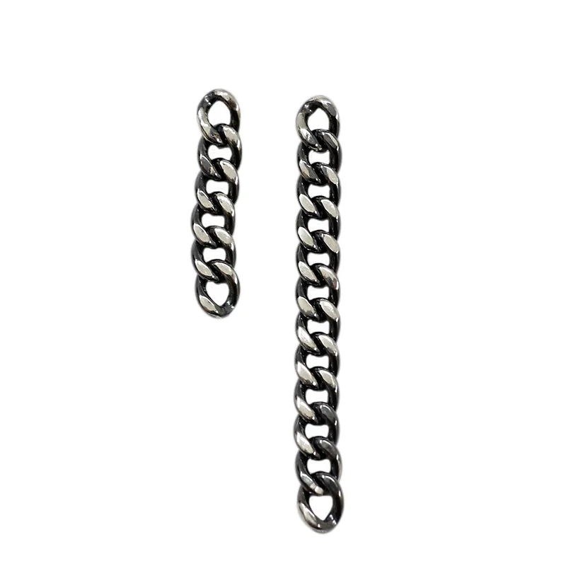 

Simple Asymmetric Chain 925 Sterling Silver Dangling Earrings