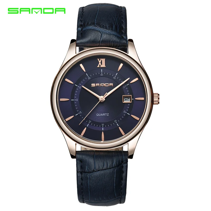 

Business Male Table Waterproof Man Quartz Watch Top Brand Rose Gold Couple Clock Men Leather Bracelet Calendar Relogio Masculino
