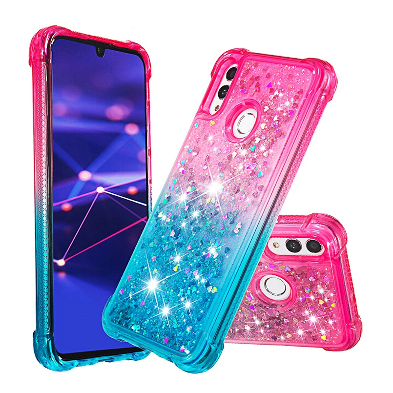 Liquid Glitter Phone Cases For Huawei P Smart 2019 Soft Dynamic Quicksand Back Cover |