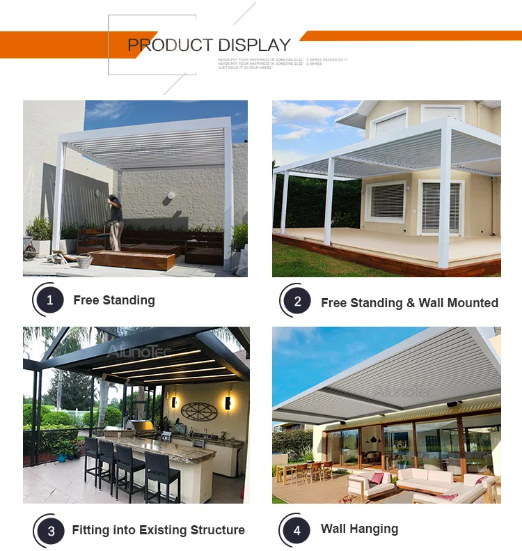 IP 67 Elektrische Angepasst Pergola Öffnung Terrasse Aluminium Jalousie