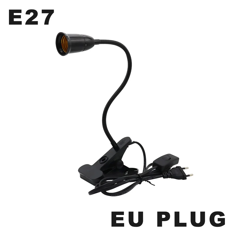 E27 светодиодная лампа для выращивания растений лампа 110 В 220 В Гибкая с двумя головками клип лампа для выращивания 60 80 светодиодный s база Гидропонные лампы для роста полный спектр - Испускаемый цвет: E27-1head-EUPLUG