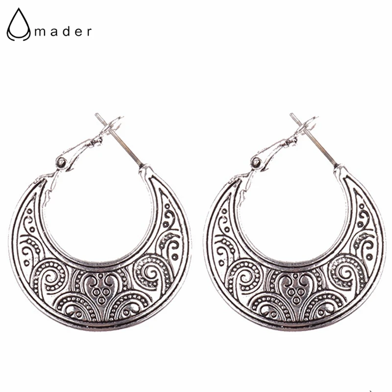 

Amader 2017 New Silver/Golden Ethnic Style Moon Shaped Earrings Boho Earrings Tribal Patterns Drop Earrings HQE276