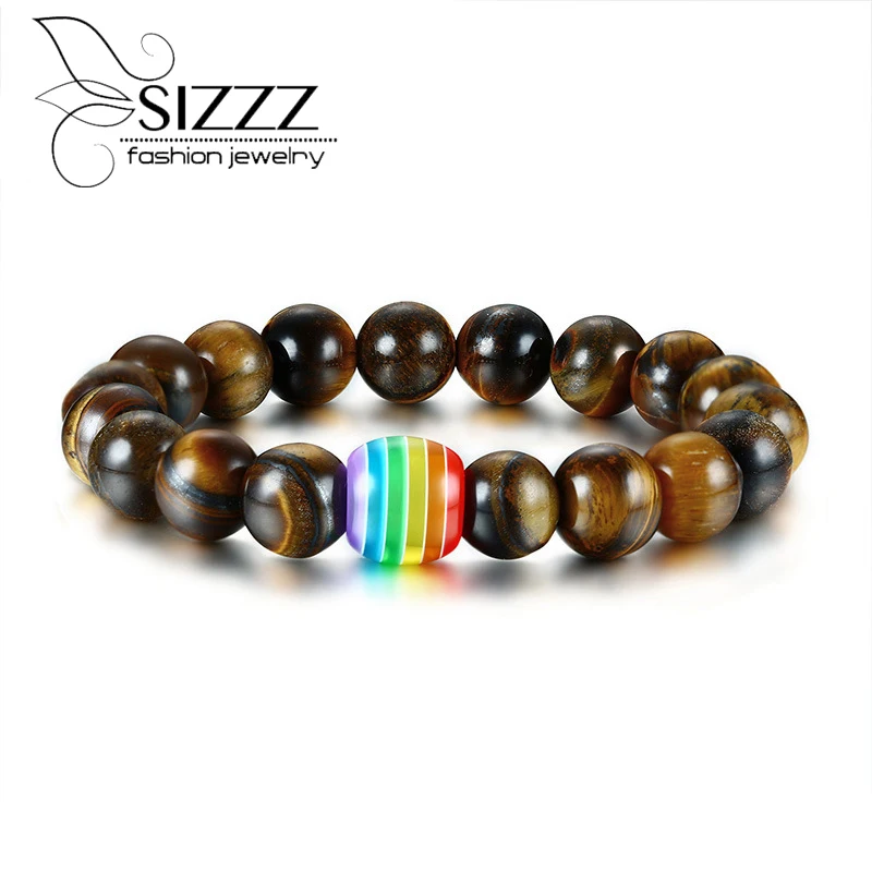 

SIZZZ 2018 New Fashion Rainbow Gay Handmade Beaded Bracelet&Bangles For Women/Men