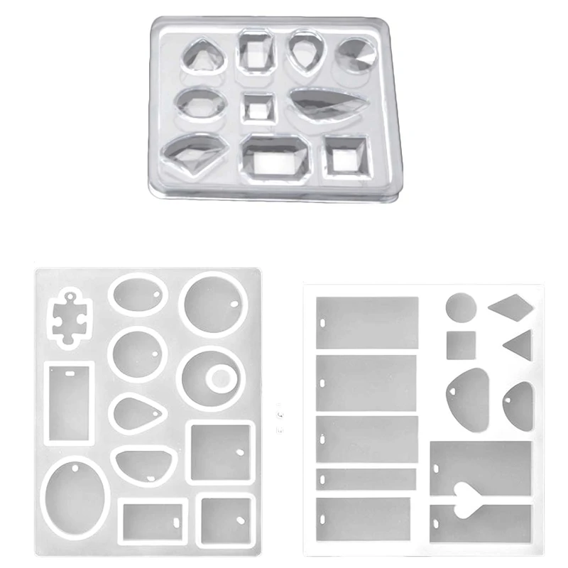 

3 Pack Silicone Jewelry Casting Molds Silicone Resin Jewelry Pendant Necklace Molds With Popular Jewelry Shapes And Hanging Ho