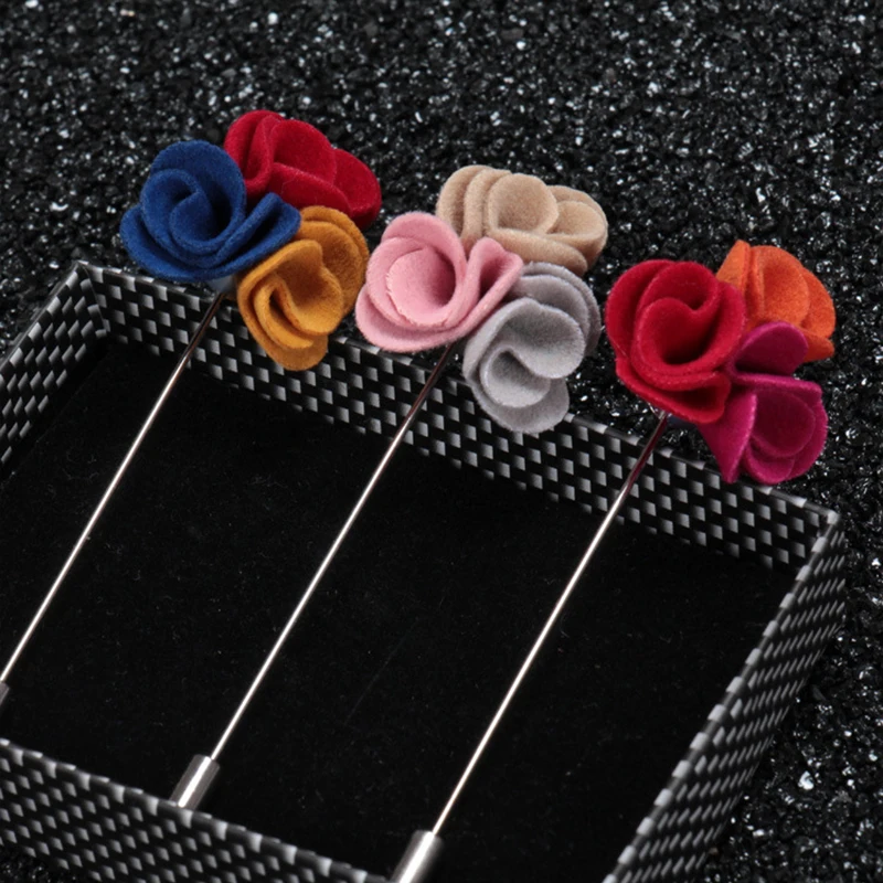 

Wholesale Flower Brooches for Men Suit Brooches Long Lapel Pins Stick Handmade Brooch Corsage Boutonniere Mixed 3 PCS/LOT