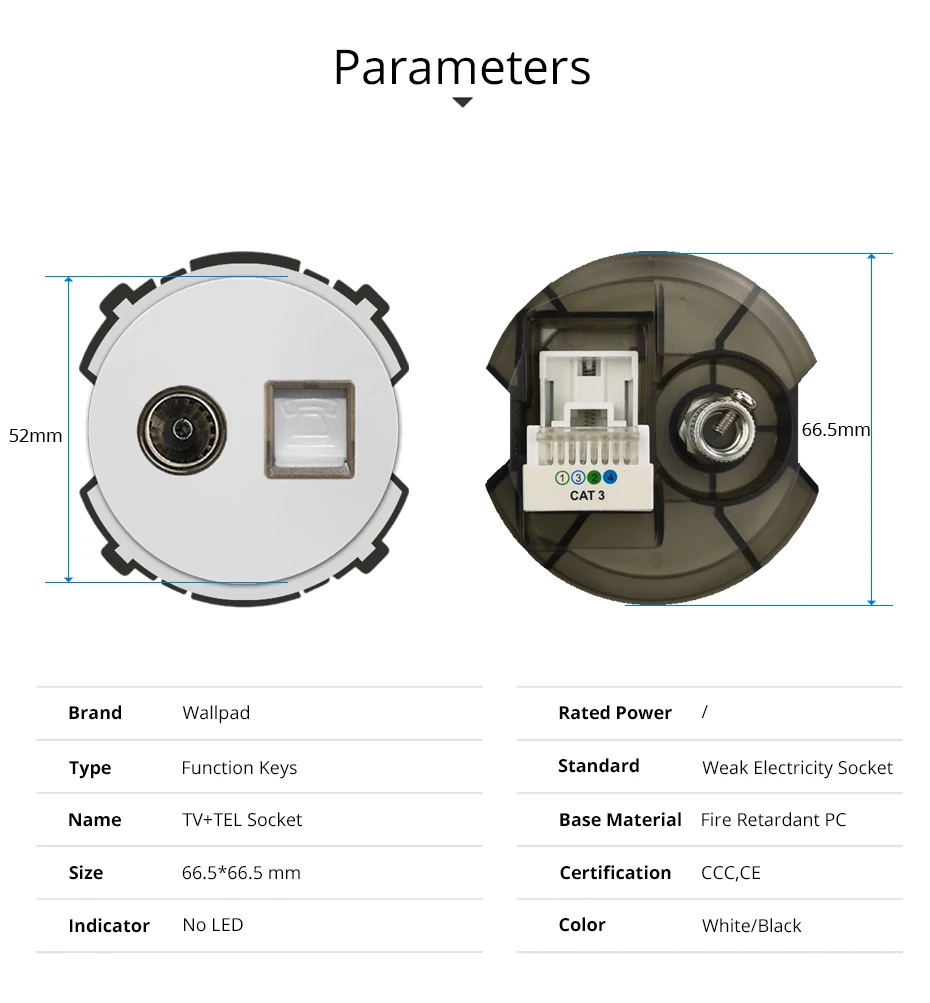 Wallpad tv& TEL телевизионная телефонная розетка функциональная клавиша только слабые электрические розетки