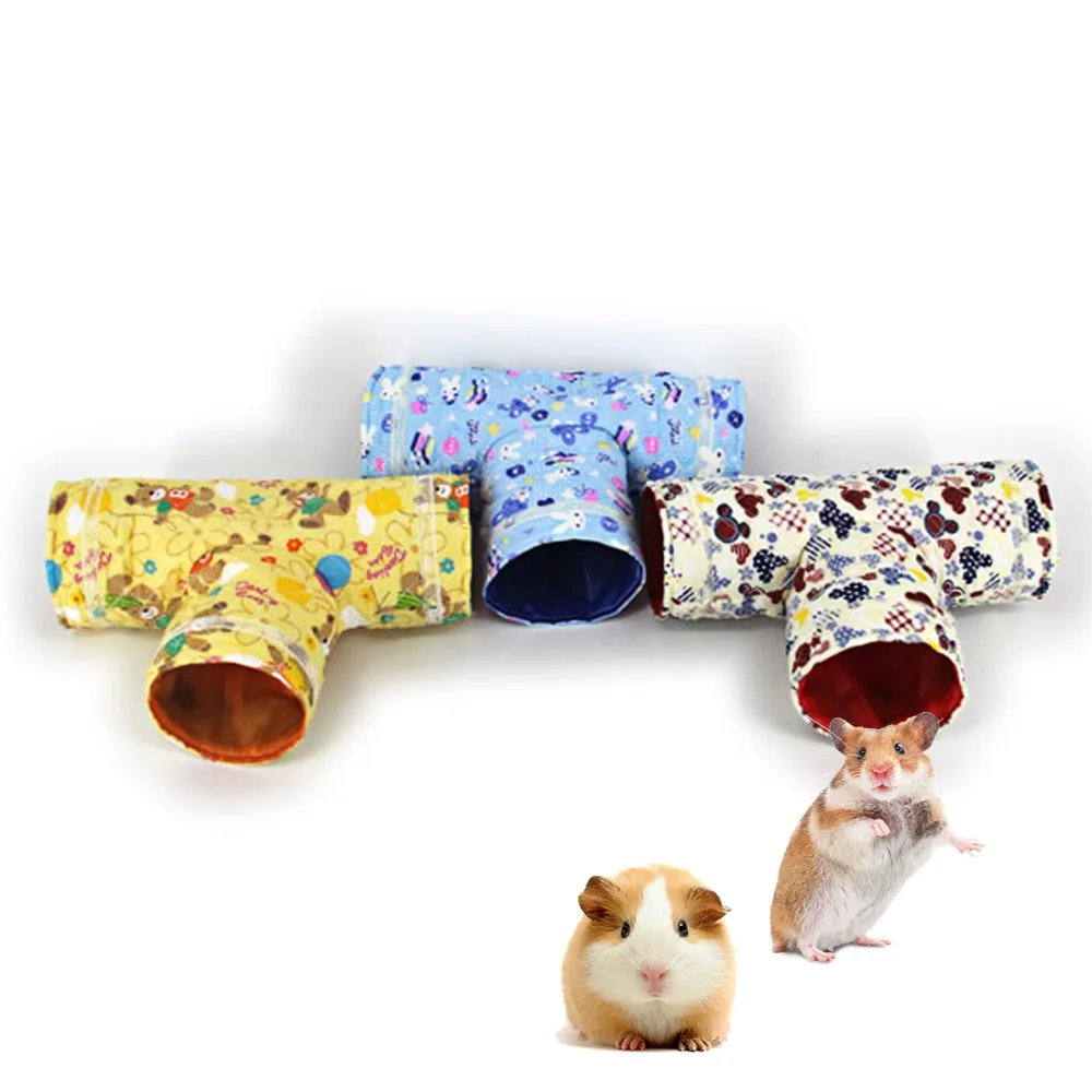 

1pc 3Holes Pet Small Animal Toys House Pet Tunnel Channel Cat Play Tent Nest Hamster Rabbit Kennel Sleeping Cave Bed Toys