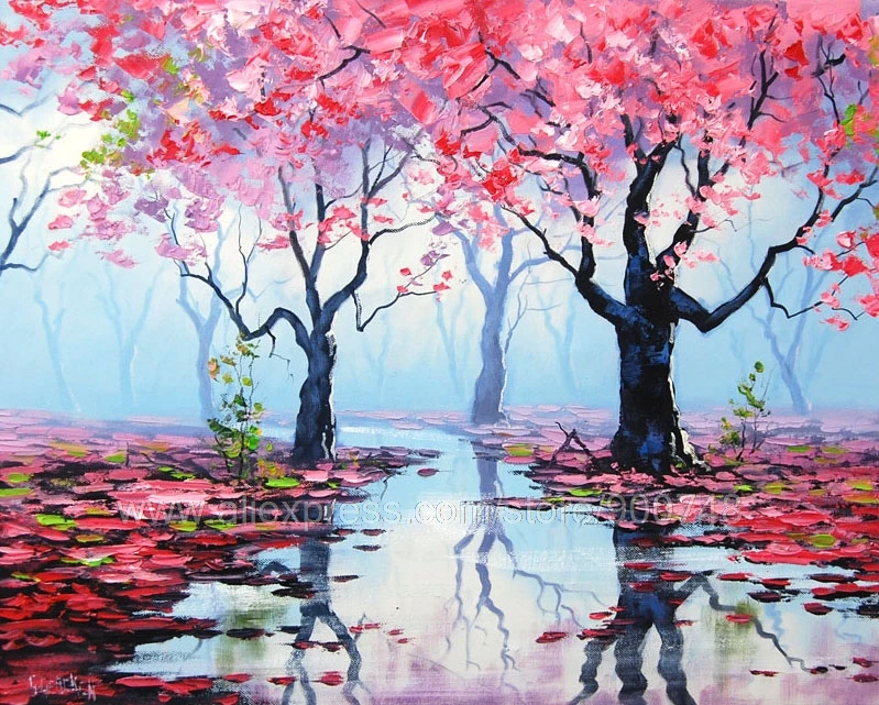 Пейзаж красками. Грэм Геркен розовый лес. Пейзажи для рисования красками. Красивые пейзажи для срисовки. Красивые рисунки красками.