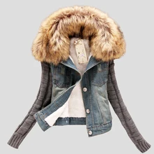 4xl Jaqueta Feminina Winter Jacket Women 2016 The New Removable Nagymaros Collar Fashion Denim Jacket Female Women Basic CoatsYH