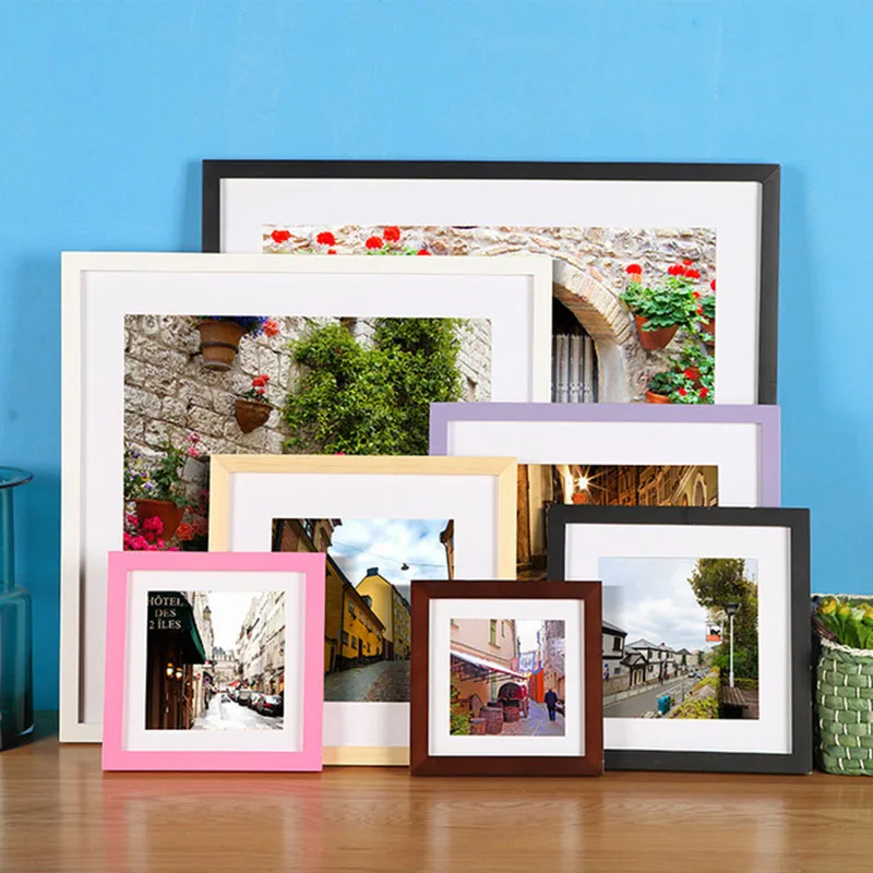 Одноцветная деревянная квадратная рамка для фотографий рамки настольная настенная функция Морден Стильная картина украшенная держатель