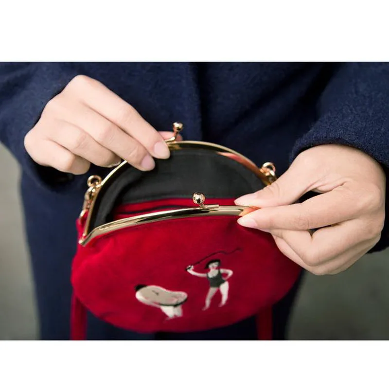 DIINOVIVO, винтажная бархатная женская сумка-мессенджер с вышивкой, полукруглая круглая форма, Оригинальная дизайнерская мини-сумка на плечо WHDV0013