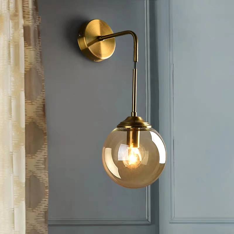 Современный настенный светильник Эдисона со стеклянными шариками, скандинавский золотой настенный светильник, светильники для домашнего декора, спальни, ванной комнаты, зеркальный светильник для помещений