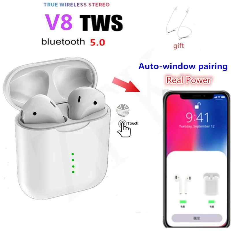 

New v8 TWS PK w1 chip Bluetooth ear Earbuds XY Wireless Earphone PK i10 i11 LK-TE9 LK TE9 i10tws i13 i14 i15 i16 i20 Air MX tws