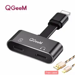QGeeM 2 в 1 для Lightning адаптер для iPhone 7 зарядка аудио адаптер для iPhone X 8 7 плюс Зарядное устройство сплиттер для наушников адаптер